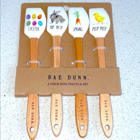 ❗️4PC RAE DUNN MINI SPATULA SET EASTER BUNNY MODERN FARMHOUSE SPRING - Picture 1 of 6